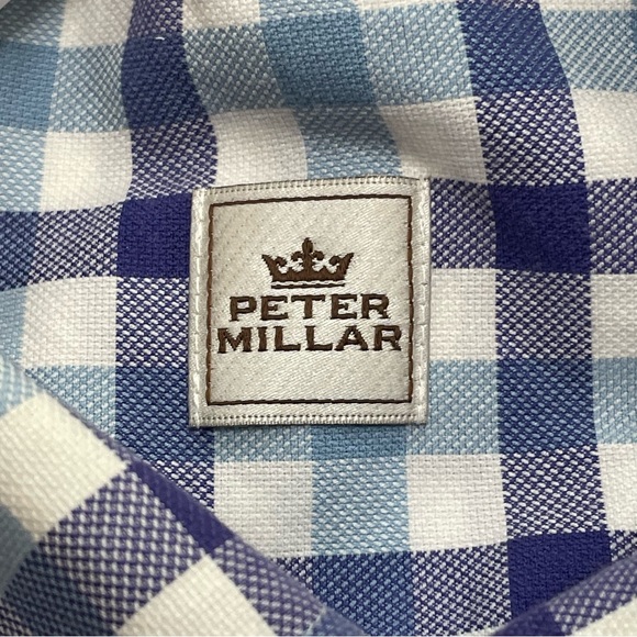 Peter Millar blue checkered short sleeve button L - Picture 3 of 4